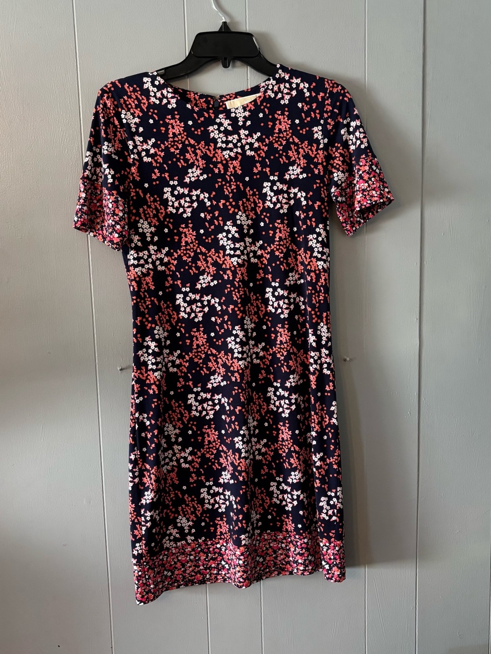 Michael Kors Navy Mini Dress with Pink & White Floral Print